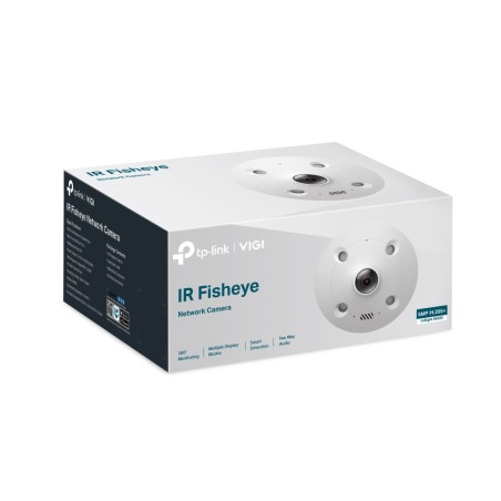 Cámara IP domo Fisheye, 5Mpx, Lente 1.44mm, IR 30mts. IP67, IK10. Smart Event. Audio