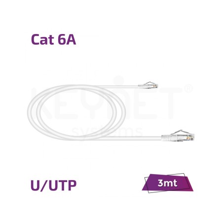 Latiguillo de datos Cat6A U/UTP 26AWG LSZH Keynet TL-6AUTJ-03 - cobre, LSZH, 3mts, blanco