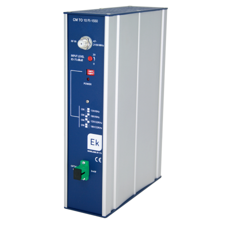 Transmisor óptico para terrestre y satélite. IN 30-2600MHz / OUT 1550nm láser DFB.