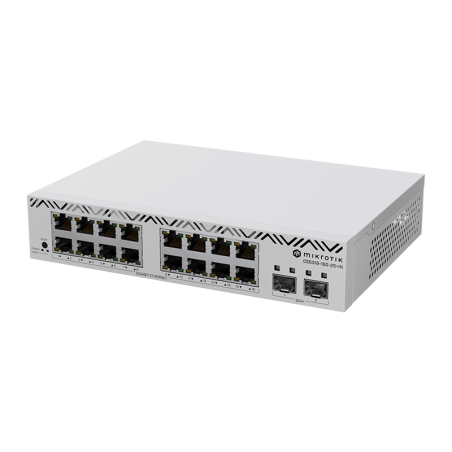 Cloud Smart Switch con x16Gb, x2 SFP+, SwitchOS, L5. 10" (instalable en Rack de 19" con accesorios