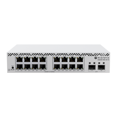 Cloud Smart Switch con x16Gb, x2 SFP+, SwitchOS, L5. 10" (instalable en Rack de 19" con accesorios