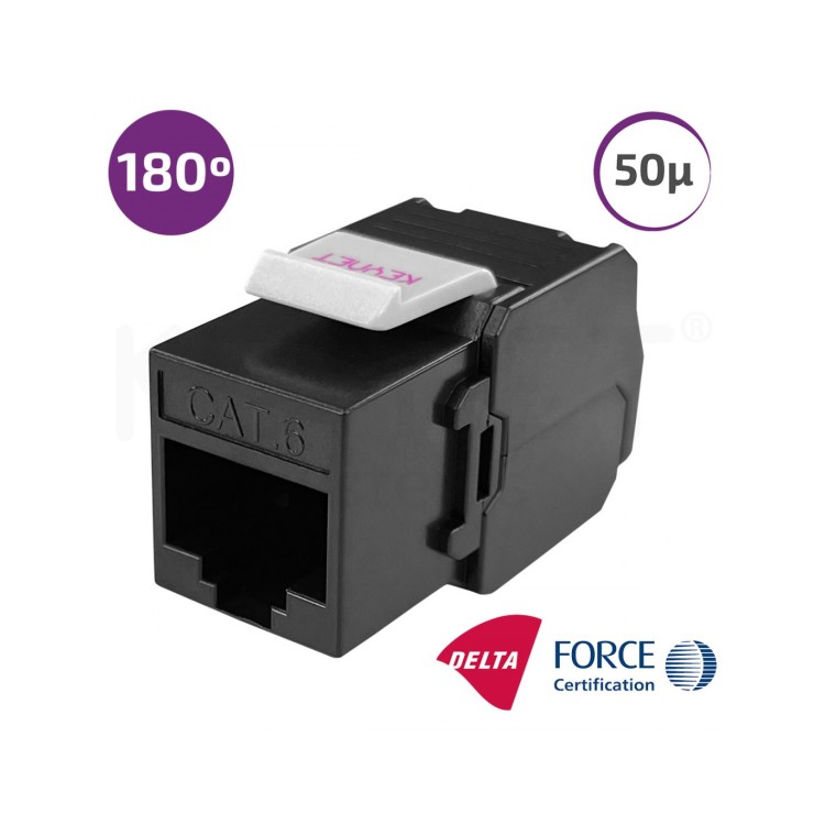Keystone CAT6A UTP 180º, toolless (sin herramientas). Certificación DELTA