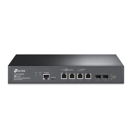 Switch Gestionable Omada L2+, x4 10Gb POE++ 200W, x2 SFP+, x1 RJ45 consola, x1 Micro-USB consola, Rack