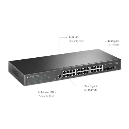 Switch Gestionable OMADA de 24 puertos 10/100/1000, x4 puertos SFP, L2 ,para rack 19"