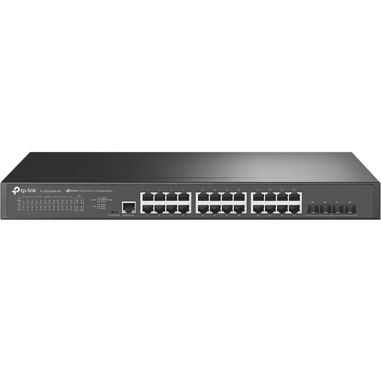 Switch Gestionable OMADA de x24 2.5Gb, x4 SFP+,L2+, puertos consola, para rack 19", sin ventilador