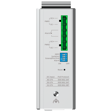 Switch industrial Reyee RG-NIS2100-4GT2SFP-HP - 4×GbE PoE+/PoE++ 90 W, 2×SFP, 180 W PoE, IP40, -40~75 °C