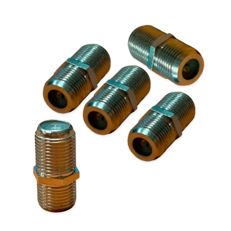 Adaptador F hembra-hembra sin tuerca.