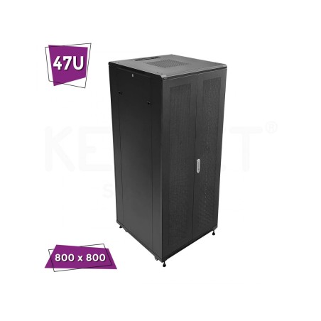 Rack de suelo de 19",47U, F800 / AN 800 / AL 2277mm, carga 800kgs. Puerta delantera y trasera de rejilla