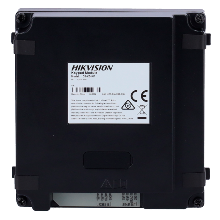 Teclado numérico Hikvision DS-KD-KP - Control de acceso, módulo de videoportero, exterior IP65, alimentación 4 hilos