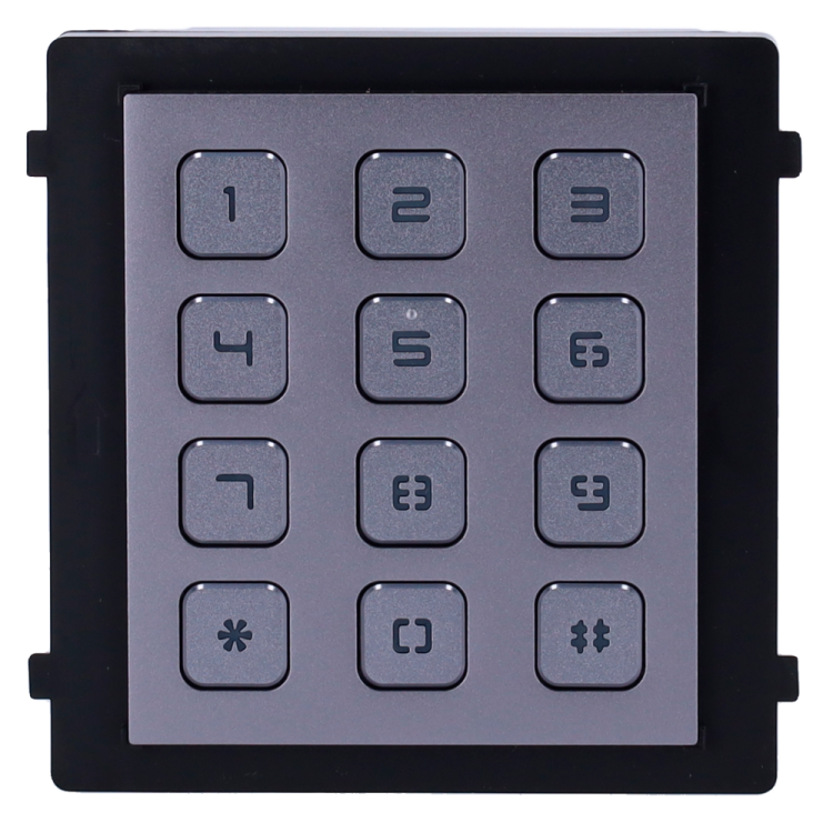 Teclado numérico Hikvision DS-KD-KP - Control de acceso, módulo de videoportero, exterior IP65, alimentación 4 hilos