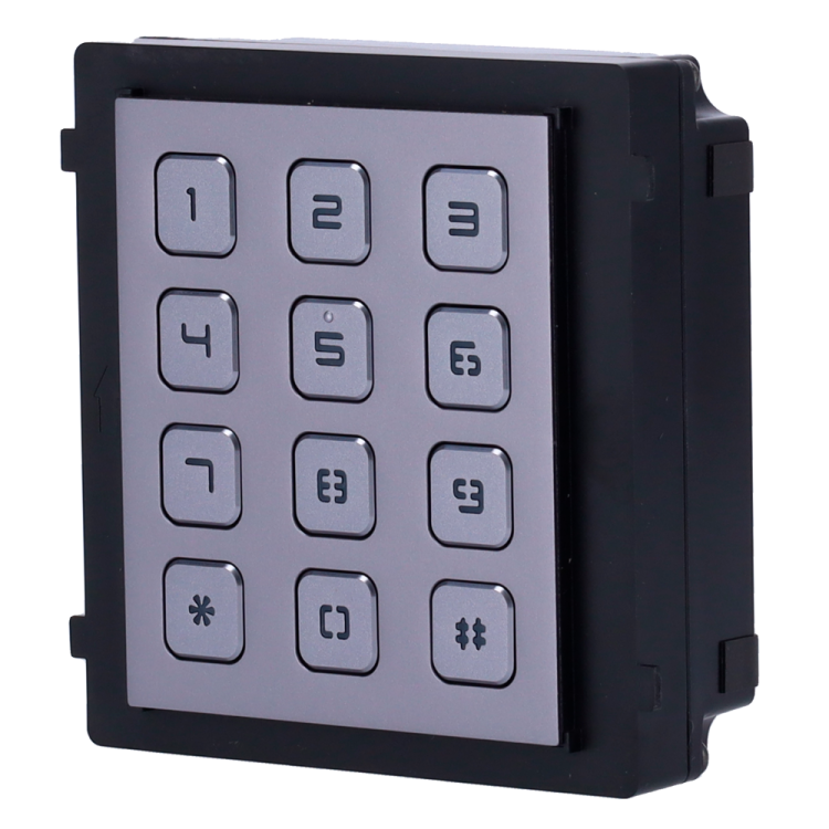 Teclado numérico Hikvision DS-KD-KP - Control de acceso, módulo de videoportero, exterior IP65, alimentación 4 hilos