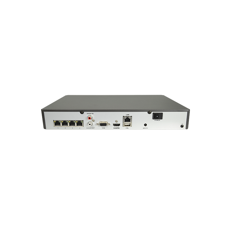 Grabador NVR Hikvision HWN‑2104MH‑4P   4 canales IP hasta 6 MP, compresión H.265+, ancho banda 40 Mb/s in / 60 Mb/s out, HDMI/V