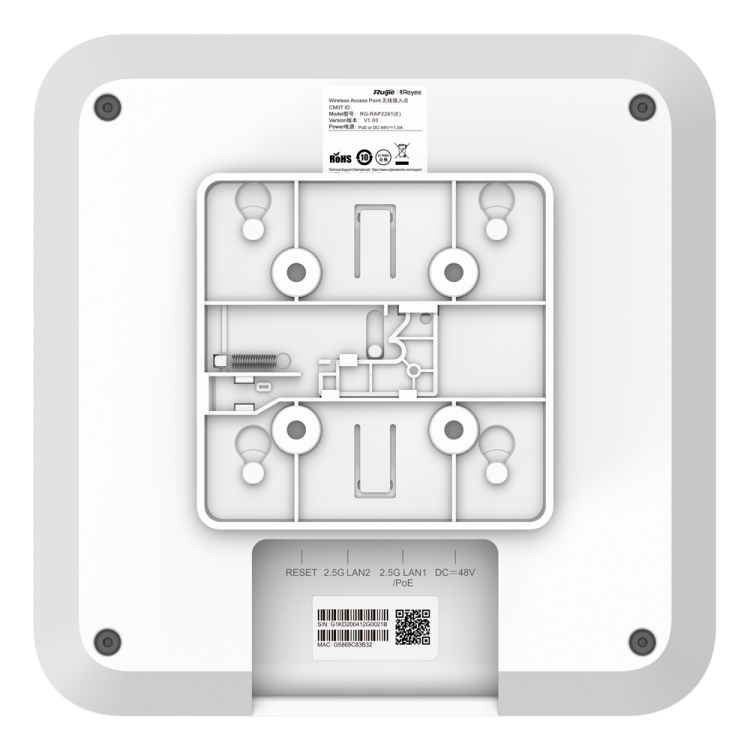 Punto de acceso WIFI 6  AX 2.4/5Ghz, 23dBm, 3dBi, x2 puerto Gb, 2x2 MIMO. L3 ROAMING.