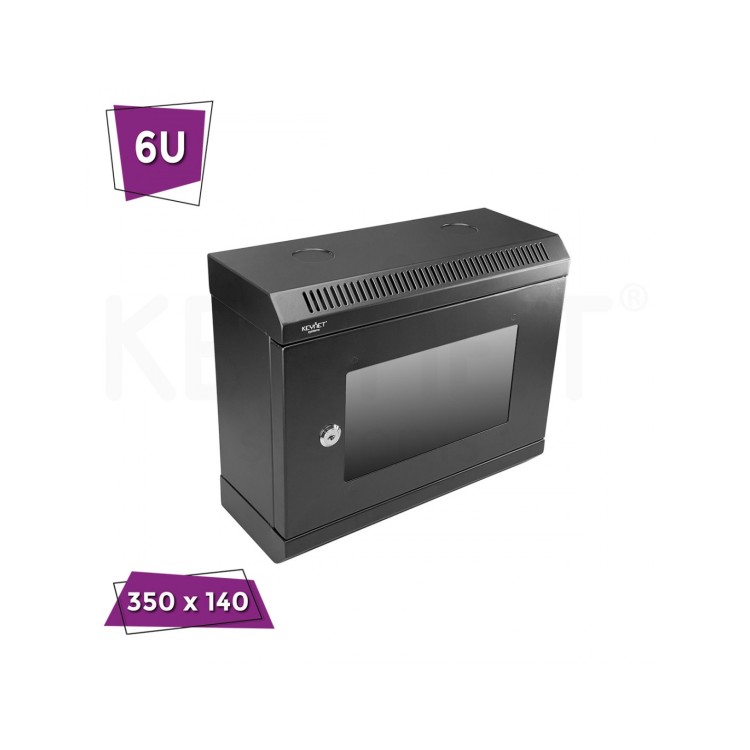Rack de pared 10", 6U, F140 / AN350 / AL285, carga 25kg, vacío. Montado