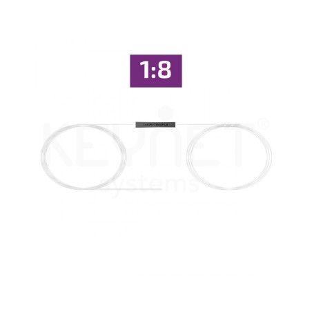 Splitter óptico 1x8 fibra desnuda G657A2, 250u, 1.5mts entrada y salida. Pérdida 10.1dB