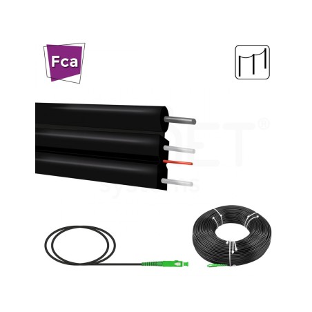 Pigtail SC/APC Plana para tendido (fiador), G657A2, para exterior (PE), 200mts, con refuerzo, LSZH. Negro