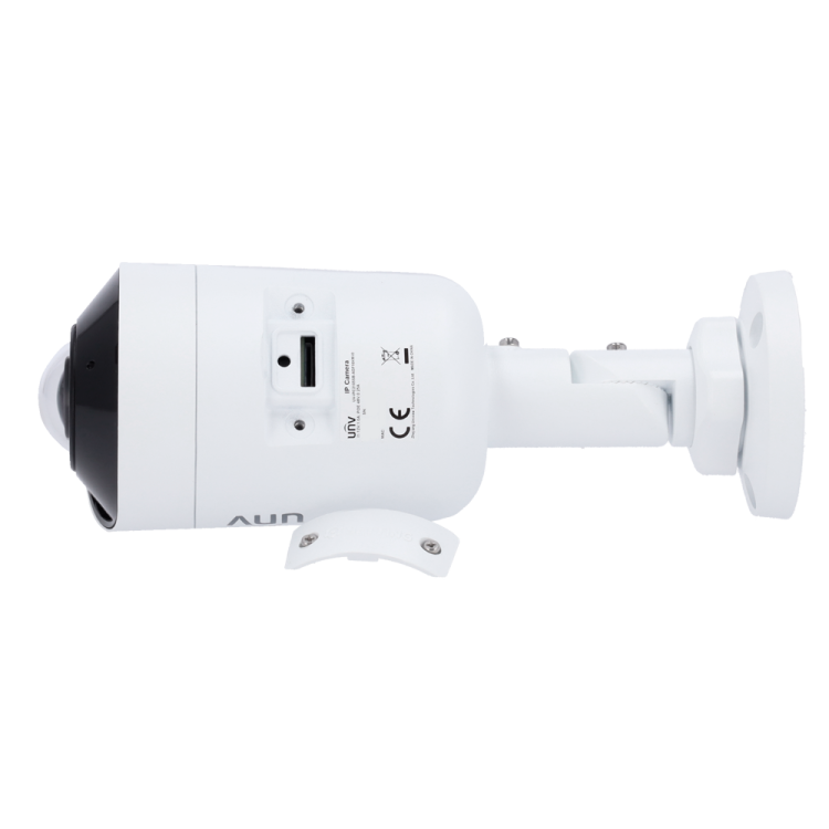 Cámara IP bullet, 8Mpx, IR 20mts, 1/2.7", 1.6mm, IP67, Ultra265H, Gran angular, Audio bidireccional.
