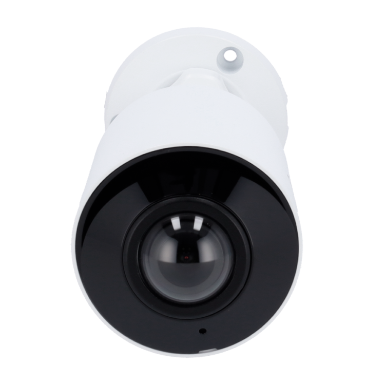 Cámara IP bullet, 8Mpx, IR 20mts, 1/2.7", 1.6mm, IP67, Ultra265H, Gran angular, Audio bidireccional.