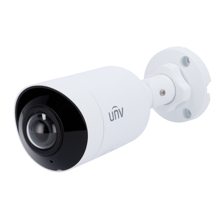 Cámara IP bullet, 8Mpx, IR 20mts, 1/2.7", 1.6mm, IP67, Ultra265H, Gran angular, Audio bidireccional.