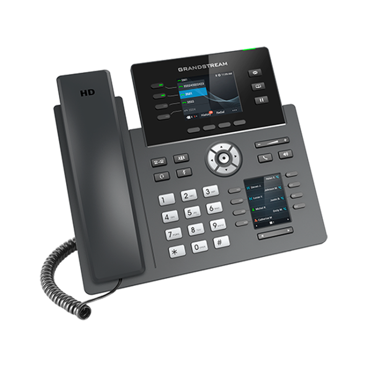 Teléfono IP de 4 cuentas SIP con WiFi AC, x2Gb PoE integrado, Bluetooth 5, Pantallas LCD duales