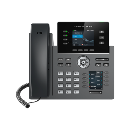 Teléfono IP de 4 cuentas SIP con WiFi AC, x2Gb PoE integrado, Bluetooth 5, Pantallas LCD duales