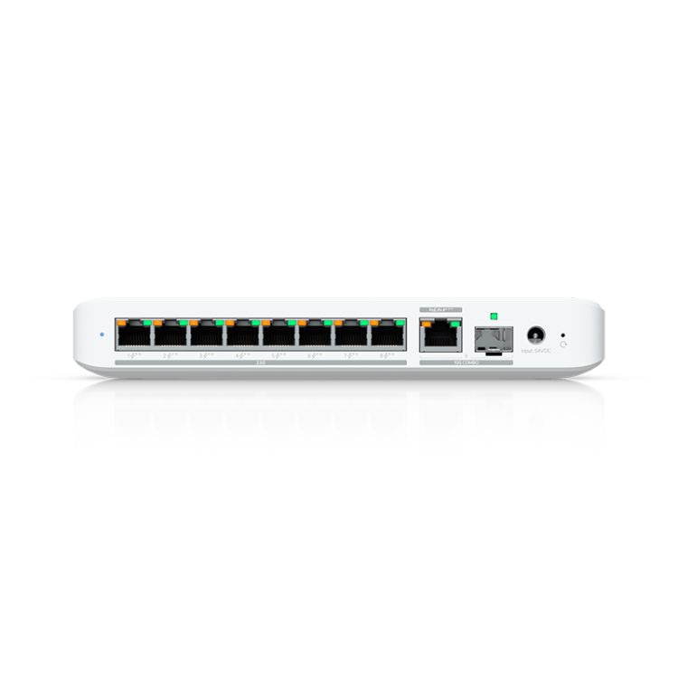 Unifiswitch Gestionable de x8 2.5Gb y x1 SFP+. Alimentación por USB-C o PoE+