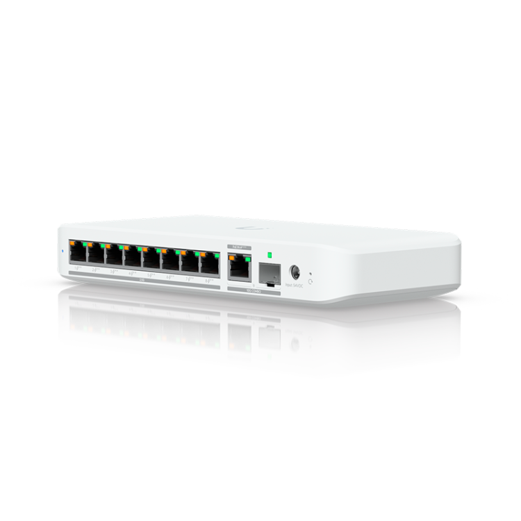 Unifiswitch Gestionable de x8 2.5Gb y x1 SFP+. Alimentación por USB-C o PoE+