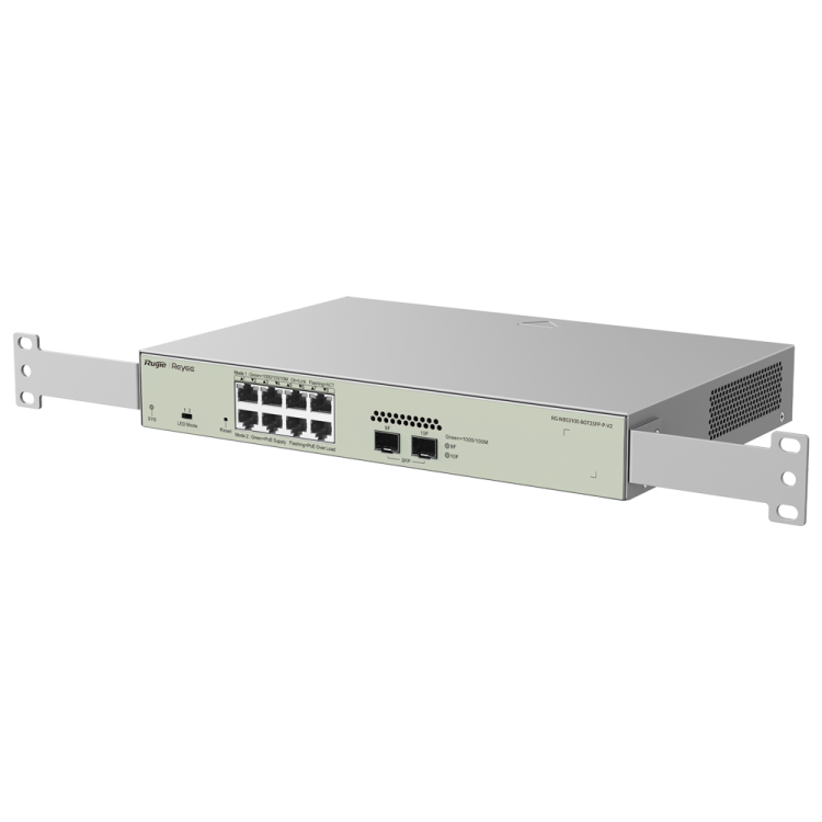 Switch Gestionable L2, 8 puertos Gigabit, POE, x2 puertos SFP ,para rack 19"