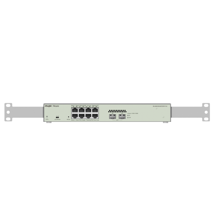 Switch Gestionable L2, 8 puertos Gigabit, POE, x2 puertos SFP ,para rack 19"