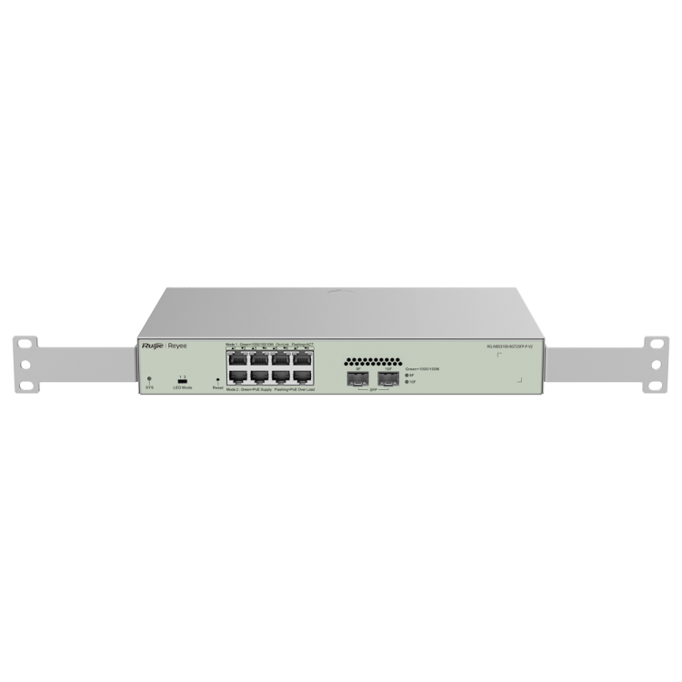 Switch Gestionable L2, 8 puertos Gigabit, POE, x2 puertos SFP ,para rack 19"
