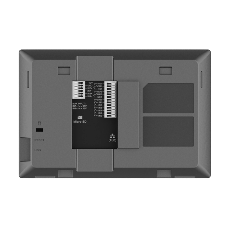 Pantalla e Interfono HD 7", x6 SIP, Android 13, x8 entradas y x2 salida de alarma. POE y Wifi. Negro