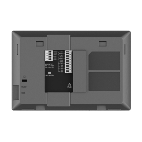 Pantalla e Interfono HD 7", x6 SIP, Android 13, x8 entradas y x2 salida de alarma. POE y Wifi. Negro