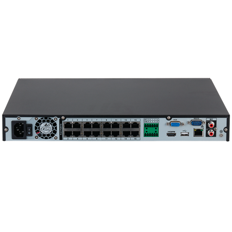 NVR 16ch IP POE hasta 4K/8Mpx, 160Mbps, H.265+, 2 HDD