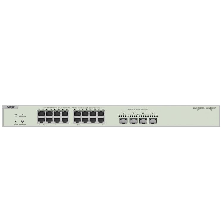 Switch Gestionable L2, x16 2.5Gb PoE 370W, x4 puertos SFP+ ,para rack 19"