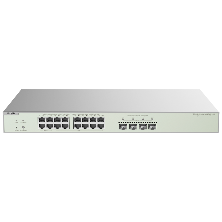 Switch Gestionable L2, x16 2.5Gb PoE 370W, x4 puertos SFP+ ,para rack 19"