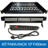 Kit para rack F450mm: Bandeja F450 + Patch panel de 24 puertos RJ45 + PDU de 8 tomas Aluminio