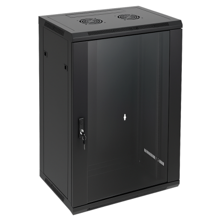 TT-RACK18-F60VD: Rack Mural 19" 18U 600x600mm con Puerta de Cristal