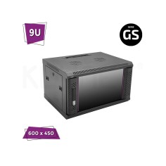 Rack de pared 19", 9U, F450 / AN600 / AL480mm, carga 60Kg, vacío. Montado