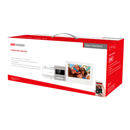 Kit videoportero 2 hilos Hikvision DS-KIS704EY - Pantalla 7", cámara 2MP, IP65, IK08, PoE. Inox
