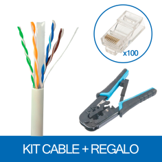 KIT Cable Cat6 UTP interior de Cobre + REGALO de 100 RJ45 + Crimpadora premium