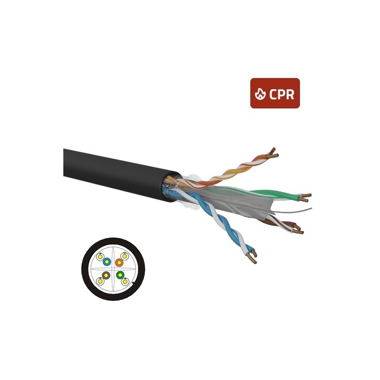 Cable Cat. 6 U/UTP rígido exterior Openetics 168F2 - 250MHz, 1000Mbps, HDPE negro, ø6.3mm