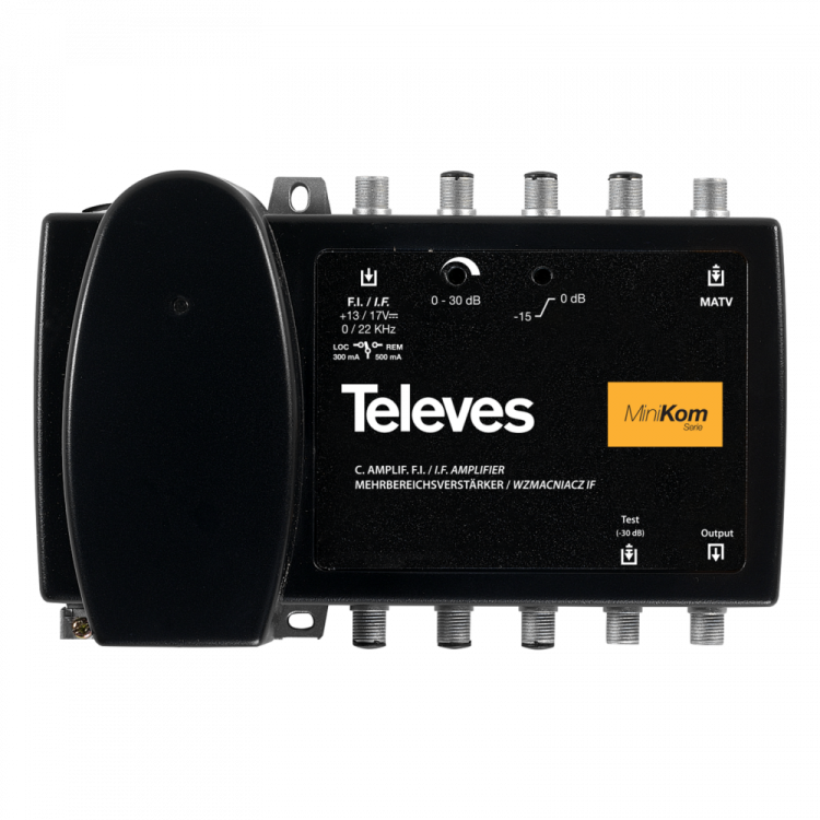 REACONDICIONADO | Central SMATV Televes 5363 Minikom - 2 entradas VHF/UHF-FI, amplificación SAT, IP20, salida test