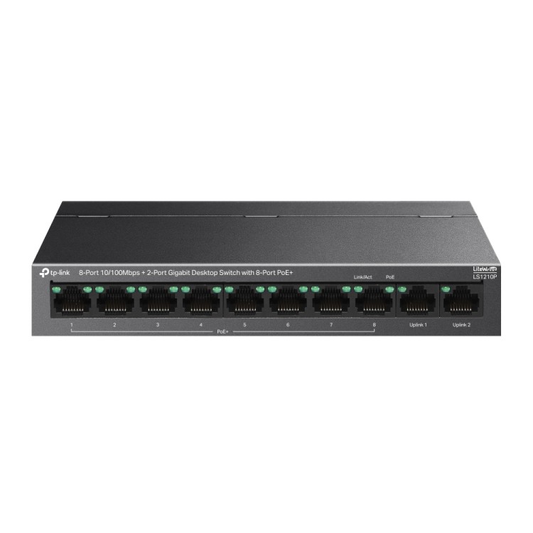 Switch PoE+ TP-Link OMADA LS1210GP - 8 puertos PoE+ 802.3af/at, 1 SFP, 61W 250mts