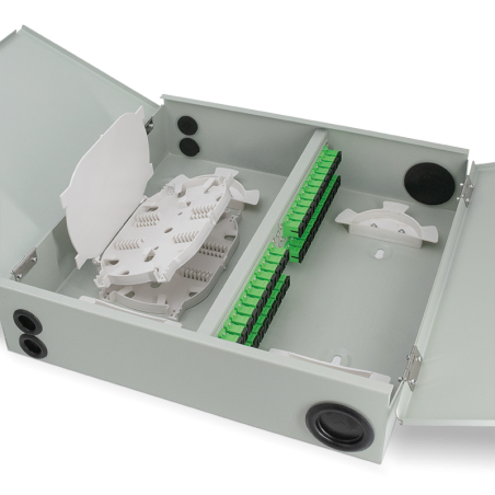 Caja de operador FTTx Gaestopas FCD4812M - 48 adaptadores SC/APC, aluminio, doble puerta, IP50