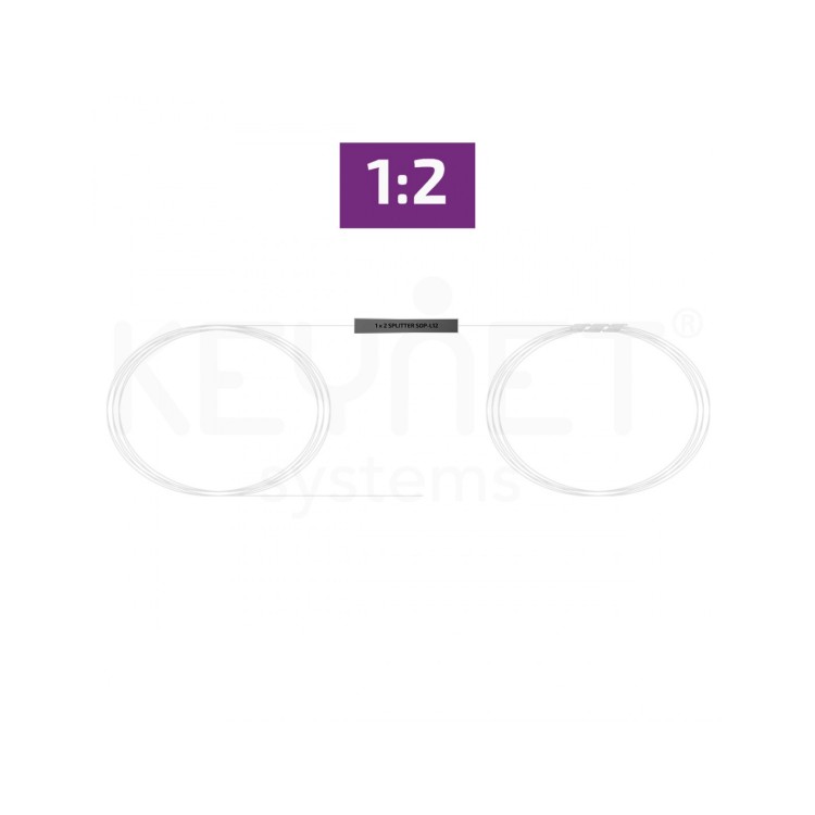 Divisor óptico PLC Keynet SOP-L12 - 1x2, fibra 250µm, 1.5m