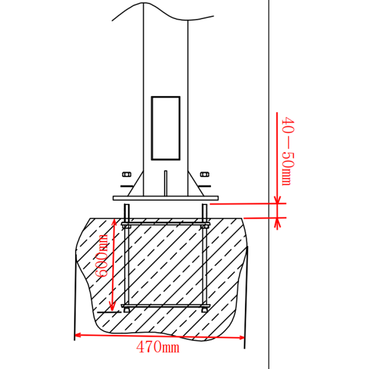 Poste CCTV metálico OEM POLE-450-D - 4.5 m de altura, montaje PTZ, Bullet y pararrayos