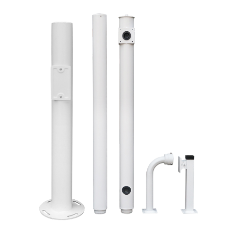Poste CCTV metálico OEM POLE-450-D - 4.5 m de altura, montaje PTZ, Bullet y pararrayos