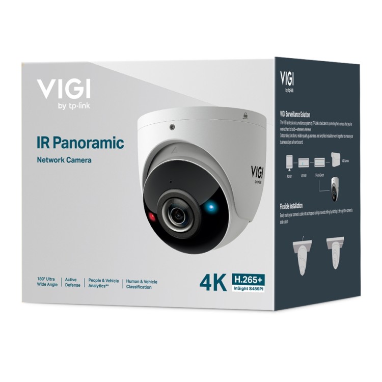 Cámara IP turret TP-Link InSight S485PI - 8MP, panoramica 180°, IR 20 m, H.265+