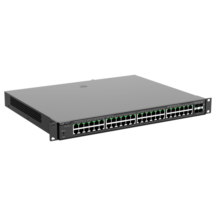 Switch PoE+ Reyee RG-NBS3100-48GT4SFP-P - 48xGbE PoE/PoE+, 4xSFP, 370W PoE, L2, enrackable