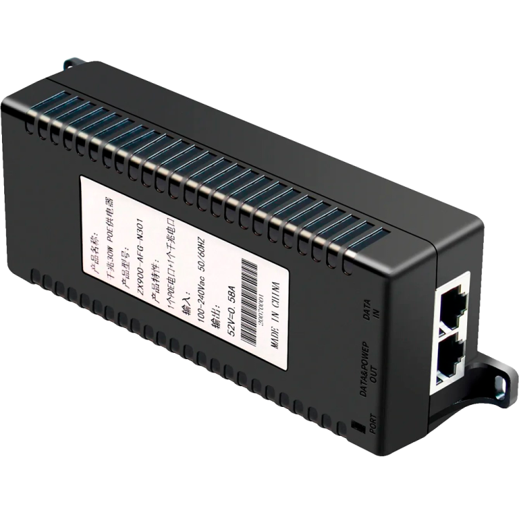Inyector PoE+ OEM INJ-POE-30W-V2 - Gigabit, 30W, 100m